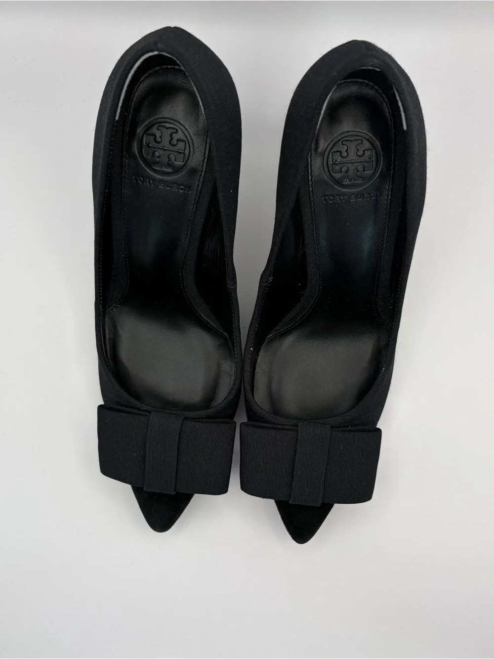 Tory Burch Aria Black Bow Pointed-Toe Suede Pumps sz 6.5